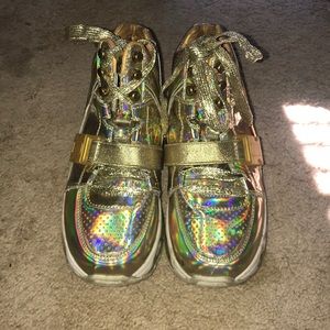 Gold strapped Light up Led shoes